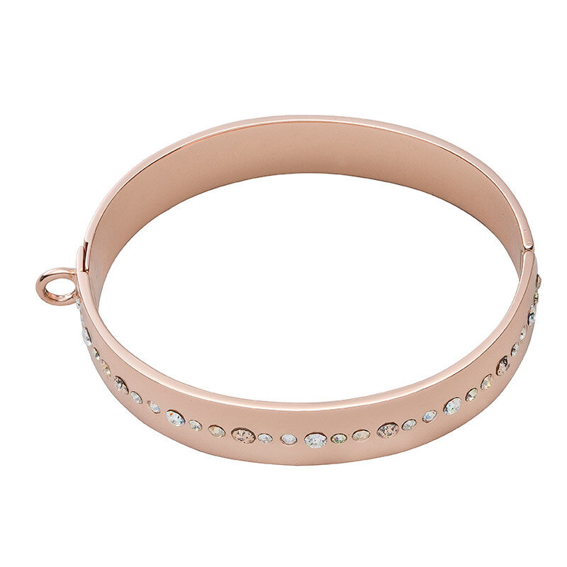 Nikki Lissoni Bangle of 1cm with Clear Peach Swarovski Crystals  Rose Gold-Plated 19cm 7.4 inch B11…