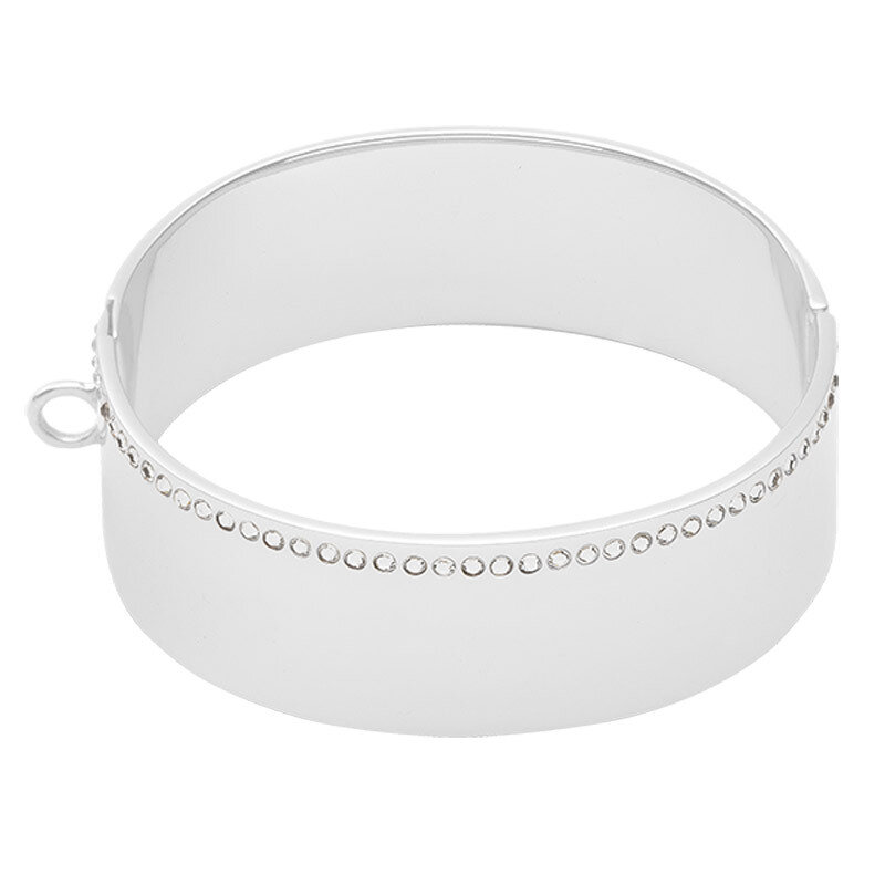 Nikki Lissoni Large Bangle of 2cm with Swarovski Crystals Silver-Plated 19cm 7.4 inch B1125S19, MPN…