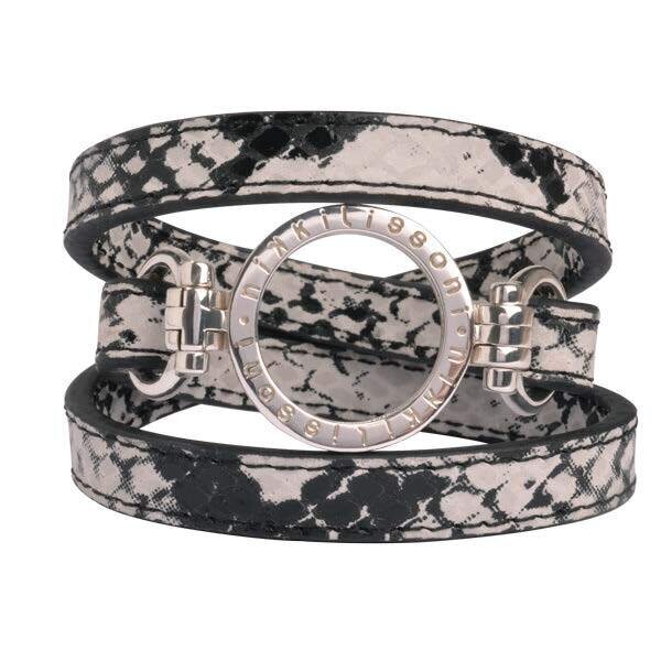 Nikki Lissoni Snake Leather Wrap Bracelet with A Small Silver-Plated Pendant Size Small BSN01SS, MP…