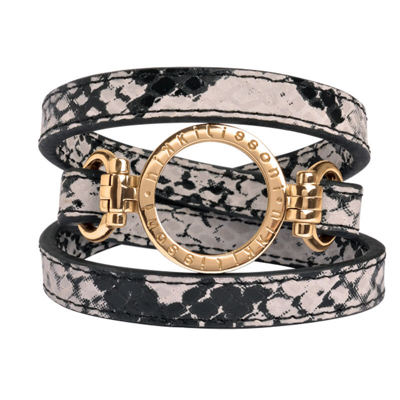 Nikki Lissoni Snake Leather Wrap Bracelet with A Small Gold-Plated Pendant Size Small BSN02GS