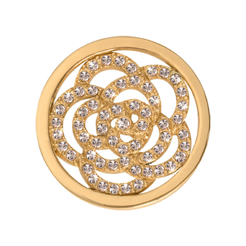 Nikki Lissoni Sparkling Flower Gold-Plated 23mm Coin C1010GS