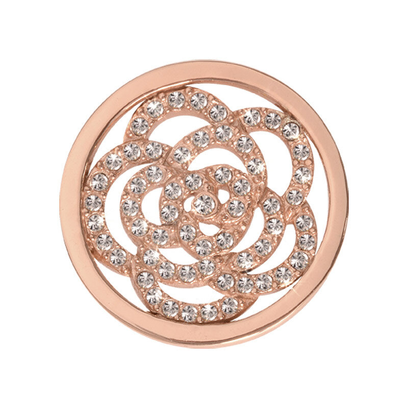 Nikki Lissoni Sparkling Flower Rose Gold-Plated 23mm Coin C1010RGS