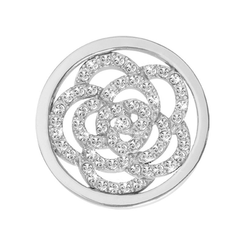 Nikki Lissoni Sparkling Flower Silver-Plated 23mm Coin C1010SS