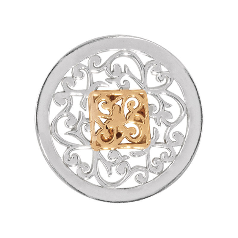 Nikki Lissoni Square Fantasy Silver Gold-Plated 23mm Coin C1205SS