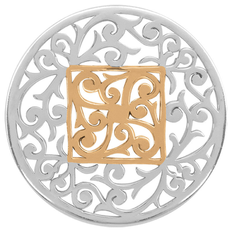 Nikki Lissoni Large Square Fantasy Silver Gold-Plated 43mm Coin C1206SL