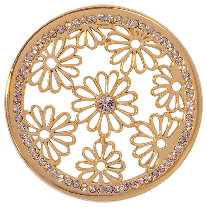 Nikki Lissoni Large Sparkling Daisies Gold-Plated 43mm Coin C1208GL