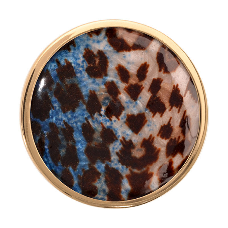 Nikki Lissoni Blue Leopard Print Gold-Plated 33mm Coin C1220GM