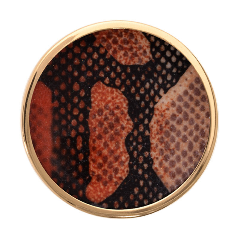 Nikki Lissoni Brown Snake Print Gold-Plated 33mm Coin C1222GM