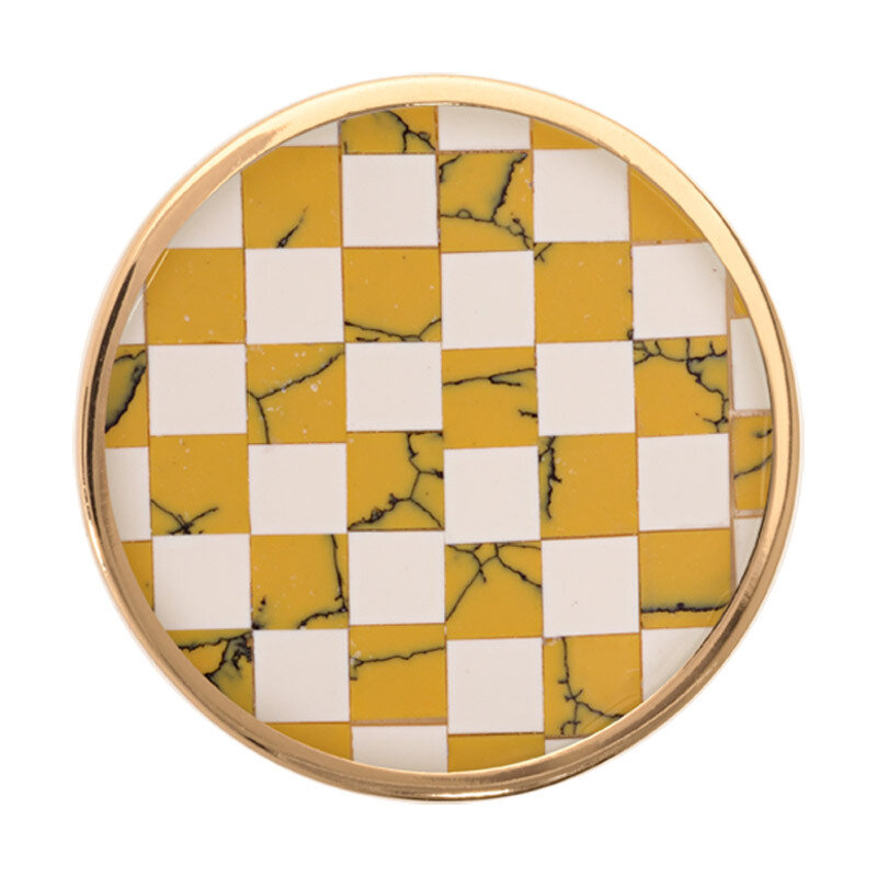 Nikki Lissoni Mustard/White Stone Mosaic Gold-Plated 33mm Coin C1230GM