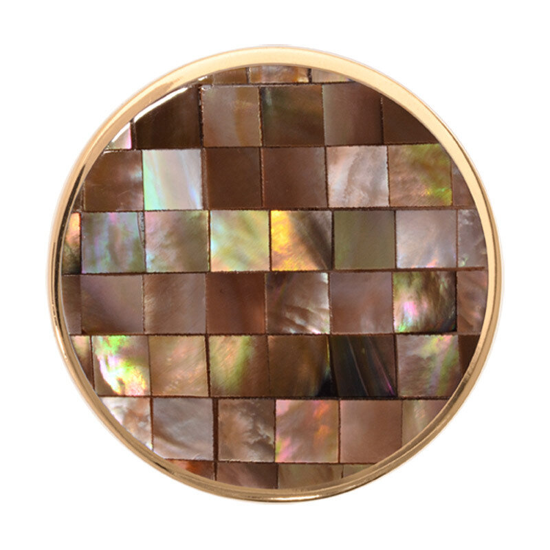 Nikki Lissoni Brown Shell Mosaic Gold-Plated 33mm Coin C1231GM