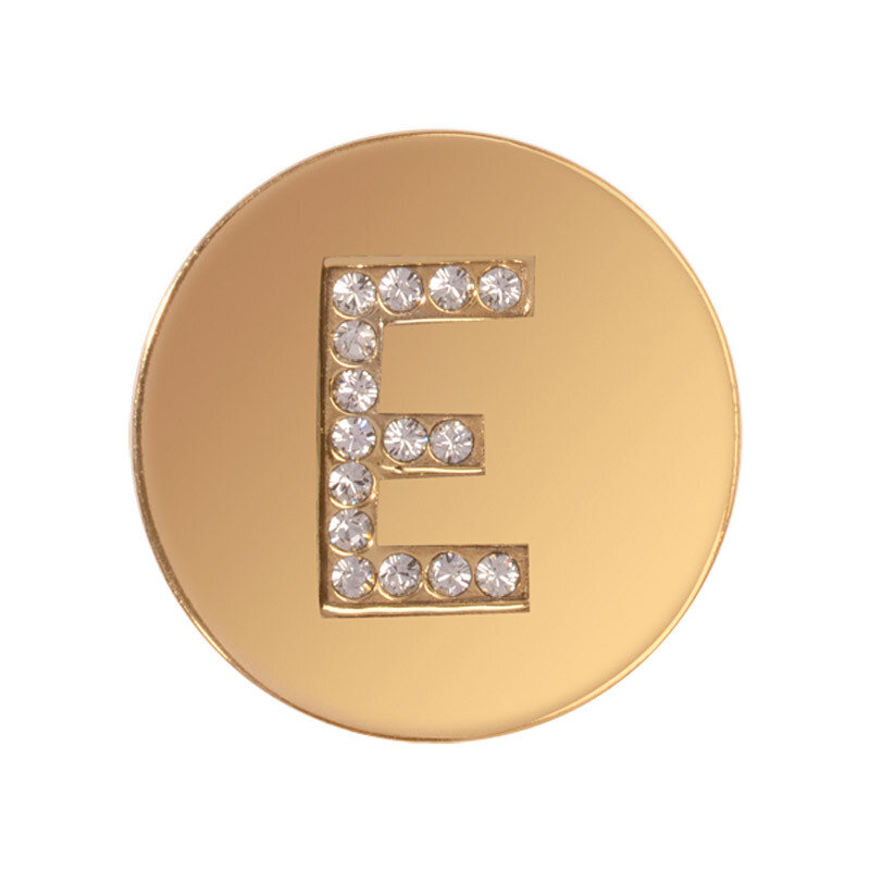 Nikki Lissoni Sparkling Letter Initial E Gold-Plated 23mm Coin C1262GSE