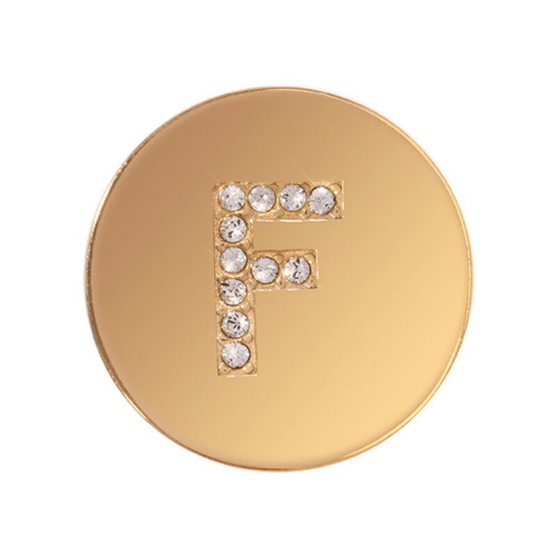 Nikki Lissoni Sparkling Letter Initial F Gold-Plated 23mm Coin C1262GSF, MPN: C1262GSF, 87186274663…