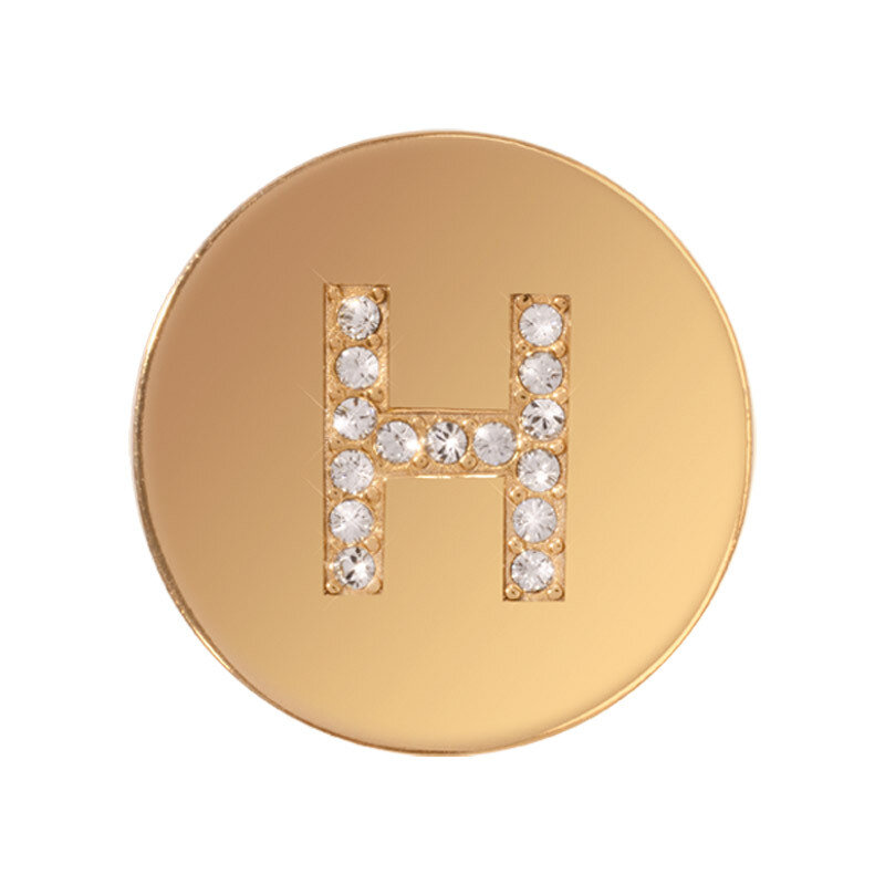 Nikki Lissoni Sparkling Letter Initial H Gold-Plated 23mm Coin C1262GSH