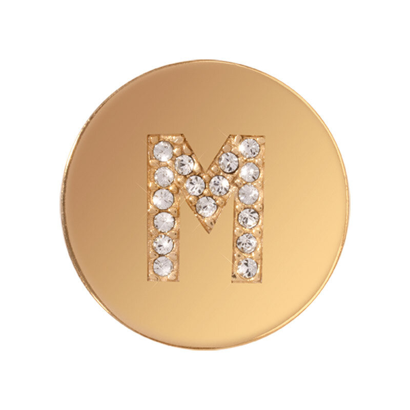 Nikki Lissoni Sparkling Letter Initial M Gold-Plated 23mm Coin C1262GSM, MPN: C1262GSM, 87186274664…