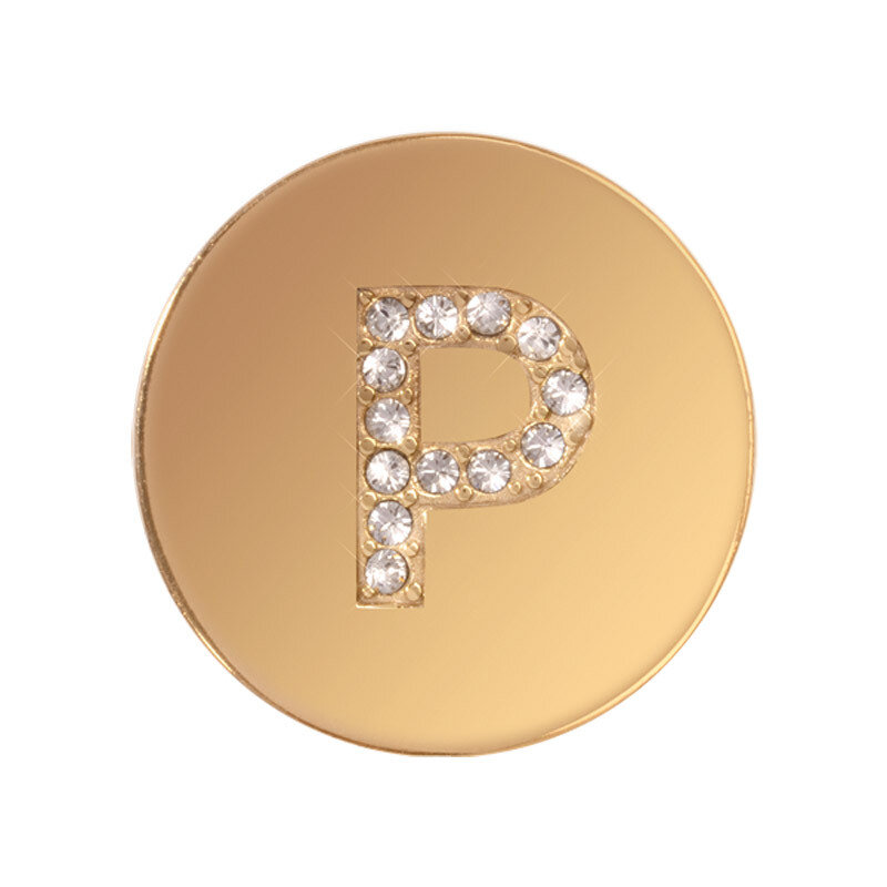 Nikki Lissoni Sparkling Letter Initial P Gold-Plated 23mm Coin C1262GSP