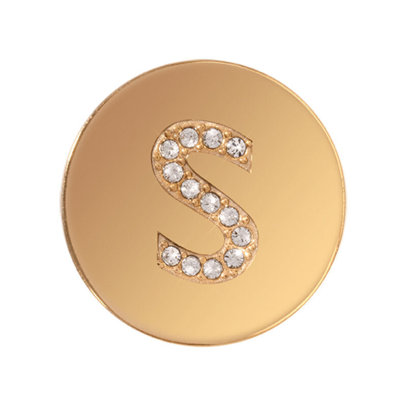 Nikki Lissoni Sparkling Letter Initial S Gold-Plated 23mm Coin C1262GSS