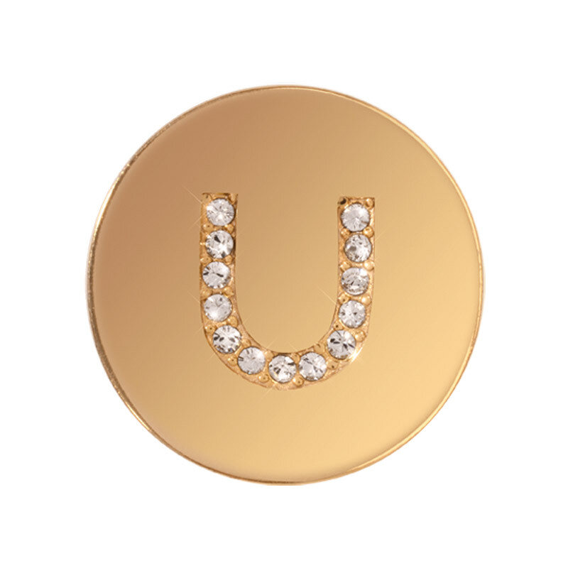 Nikki Lissoni Sparkling Letter Initial U Gold-Plated 23mm Coin C1262GSU, MPN: C1262GSU, 87186274665…