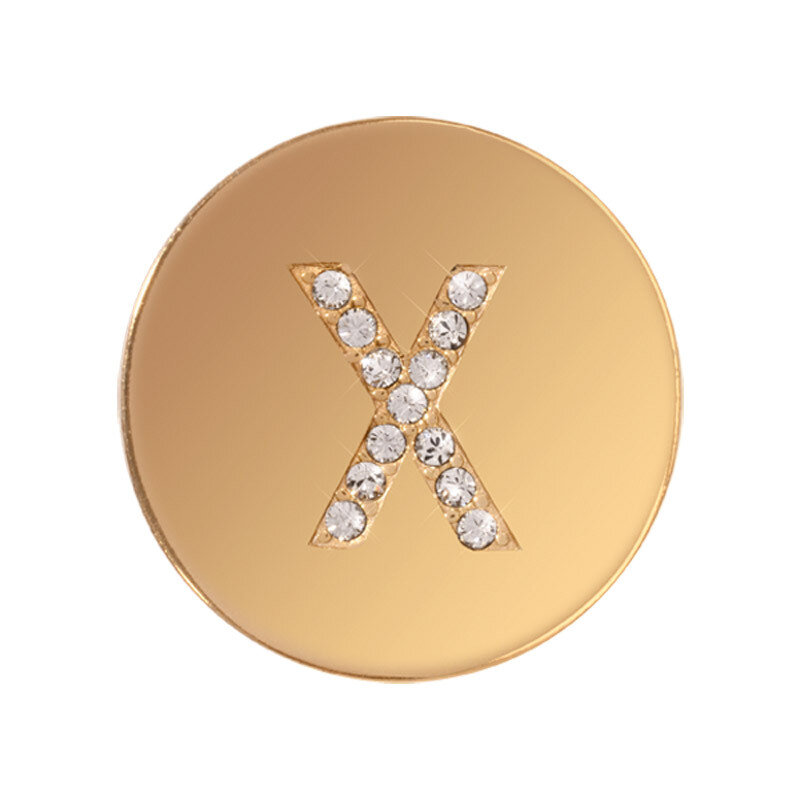 Nikki Lissoni Sparkling Letter Initial X Gold-Plated 23mm Coin C1262GSX