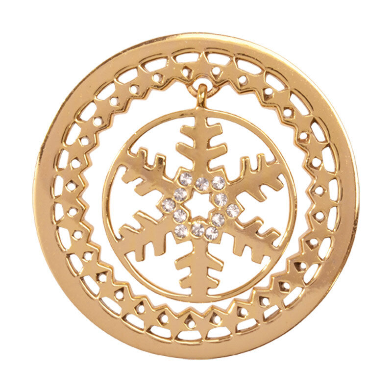Nikki Lissoni Golden Snowflake Dangle Gold-Plated 33mm Coin C1288GM