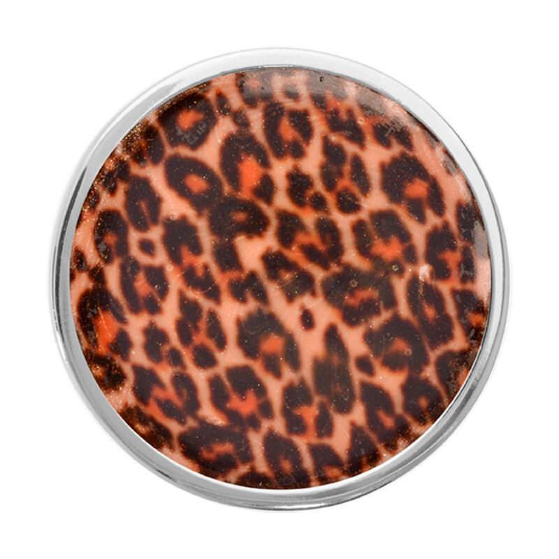 Nikki Lissoni Brown Leopard Print Silver-Plated 33mm Coin C1326SM