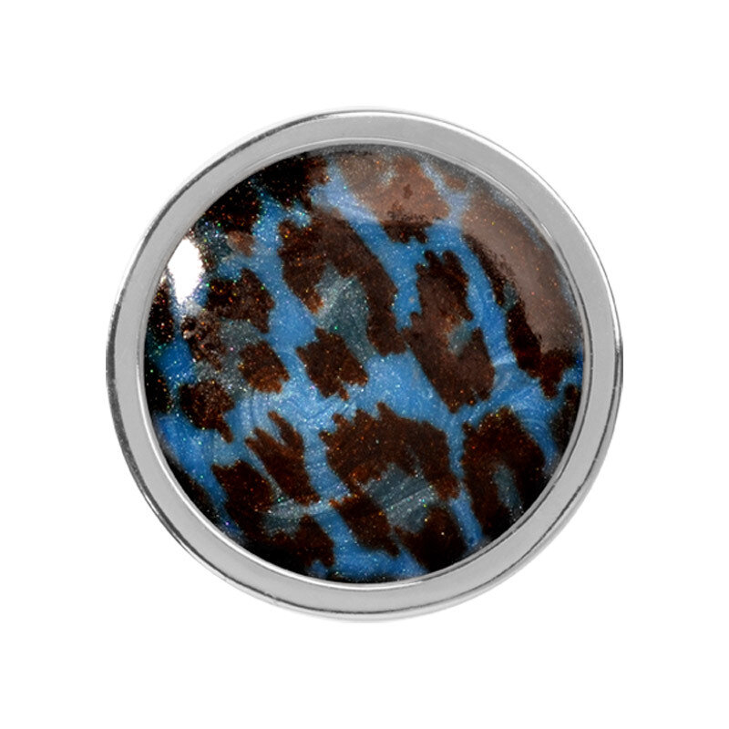 Nikki Lissoni Blue Leopard Print Small Silver-Plated 23mm Coin C1356SS