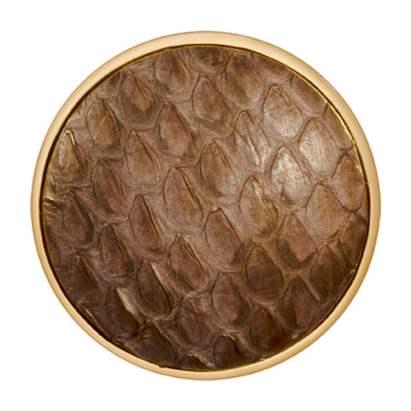 Nikki Lissoni Leather Serpiente Chocolate Brown Gold-Plated 33mm Coin C1376GM, MPN: C1376GM, 871881…