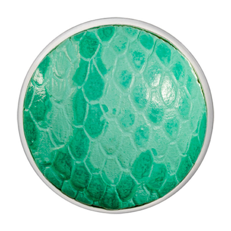 Nikki Lissoni Leather Serpiente Forrest Green Silver-Plated 33mm Coin C1377SM