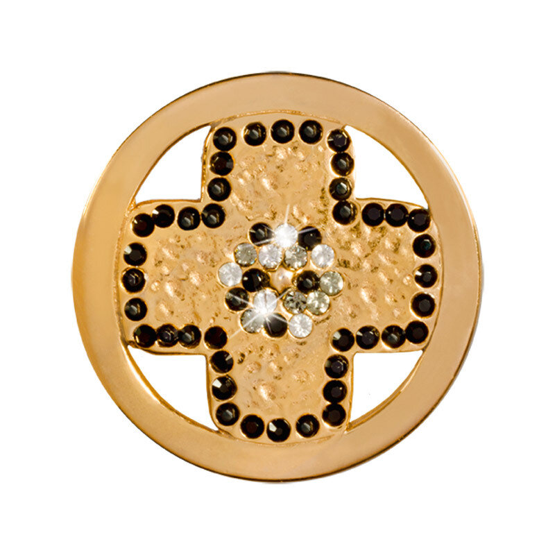 Nikki Lissoni Black Cross Gold-Plated 23mm Coin C1380GS