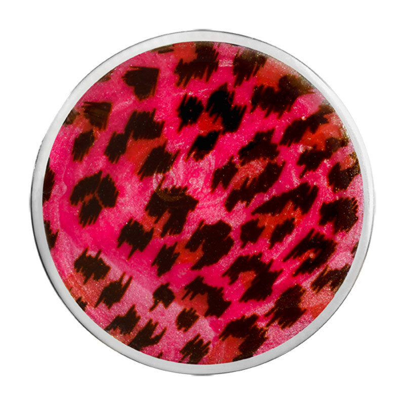 Nikki Lissoni Deep Pink Leopard Print Silver-Plated 33mm Coin C1440SM