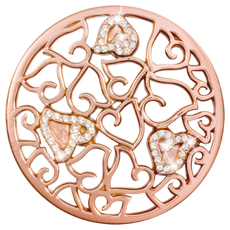 Nikki Lissoni Baroque Sparkling Hearts Rose Gold-Plated 43mm Coin C1479RGL