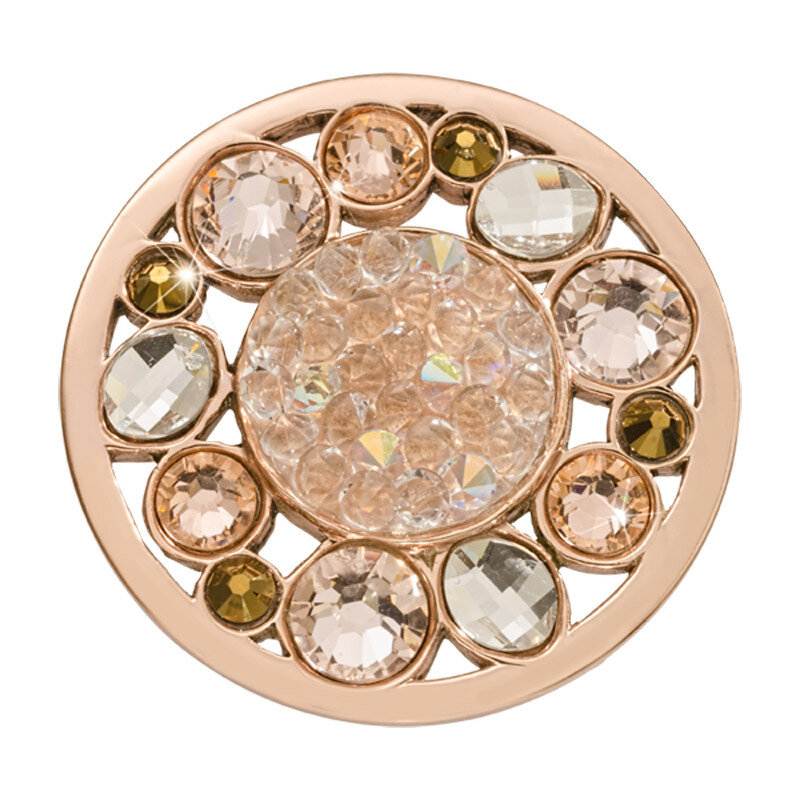 Nikki Lissoni Light Peach Rock Crystal Fantasy Rose Gold-Plated 33mm Coin C1557RGM