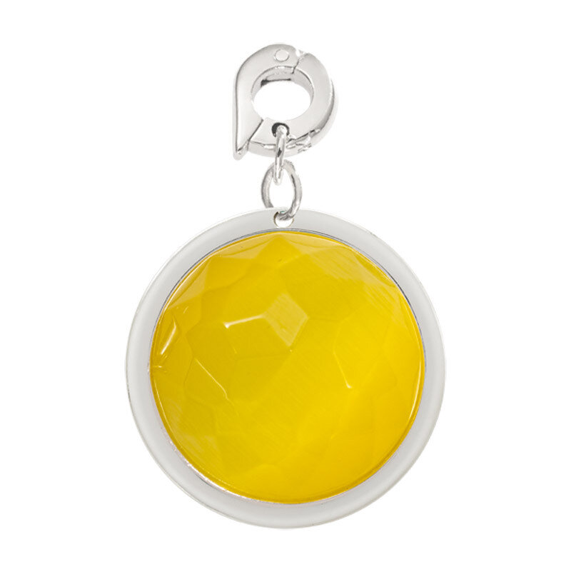 Nikki Lissoni Faceted Yellow Fiber Glass Charm Silver-Plated 22.1mm D1047SM
