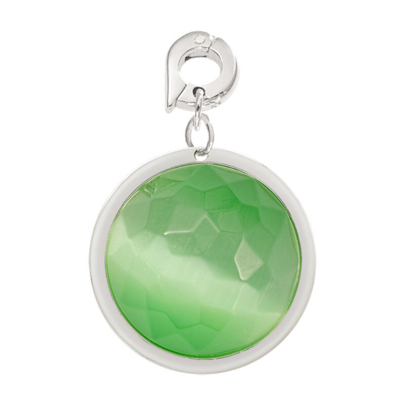 Nikki Lissoni Faceted Green Fiber Glass Charm Silver-Plated 22.1mm D1048SM