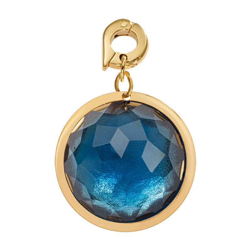 Nikki Lissoni Faceted Blue Optical Glass Charm Gold-Plated 22.1mm D1049GM
