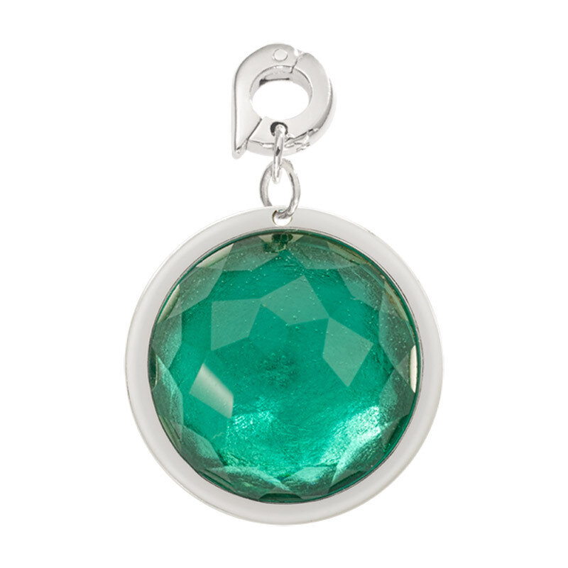 Nikki Lissoni Faceted Greenish Blue Optical Glass Charm Silver-Plated 22.1mm D1052SM