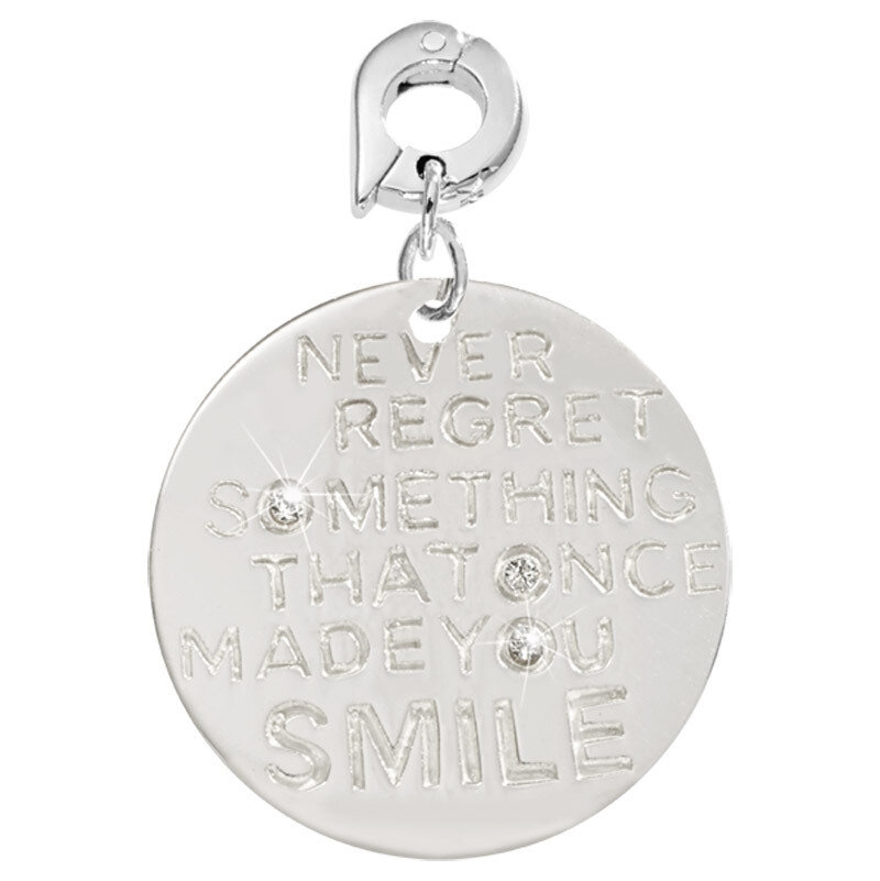 Nikki Lissoni Never Regret Something That Once Made You Smile Charm Silver-Plated 25mm D1066SL