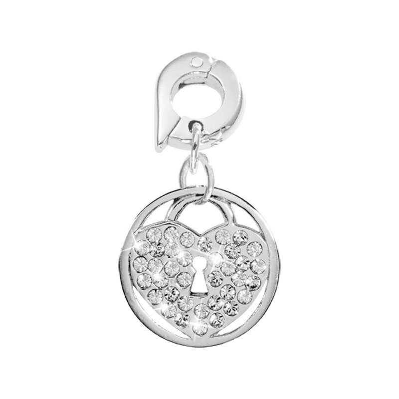 Nikki Lissoni Sparkling Lock Charm Silver-Plated 15mm D1099SS