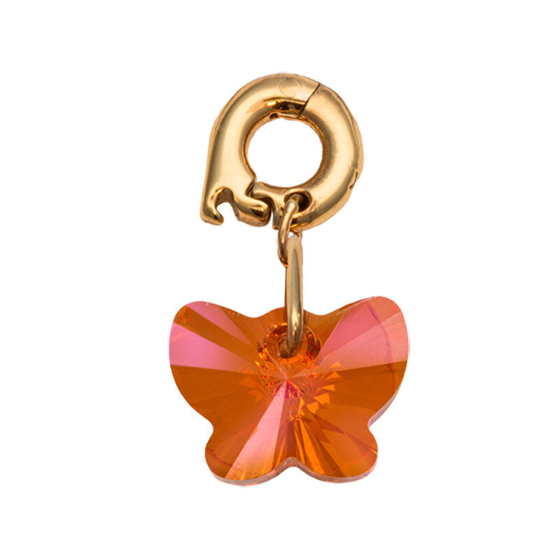 Nikki Lissoni Free As A Butterfly Warm Orange Charm Gold-Plated 15mm D1153GS