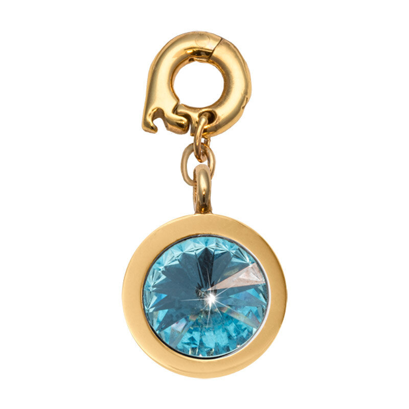 Nikki Lissoni March Charm with An Aquamarine Swarovski Stone Gold-Plated 15mm D1166GS