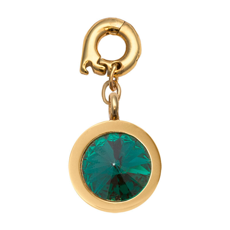 Nikki Lissoni May Charm with An Emerald Swarovski Stone Gold-Plated 15mm D1168GS