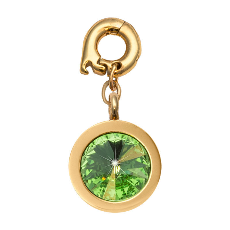 Nikki Lissoni August Charm with A Green Peridot Swarovski Stone Gold-Plated 15mm D1171GS