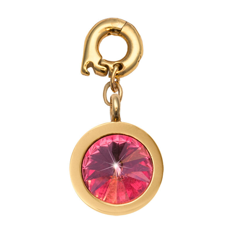 Nikki Lissoni October Charm with A Pink Swarovski Stone Gold-Plated 15mm D1173GS