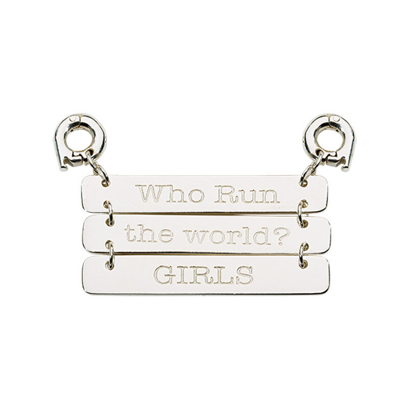 Nikki Lissoni Who Run The World Girls Triple Tag Silver-Plated 38 X 20mm Two lock Plate D1229SL