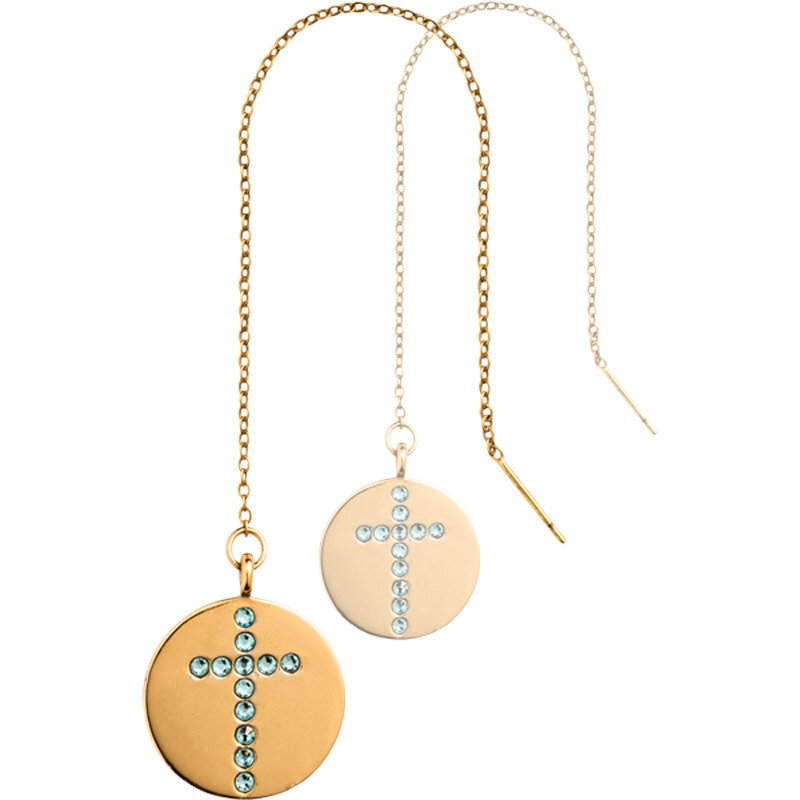 Nikki Lissoni Cross Threader Earrings with Tag Gold-Plated 20mm EA2010GM