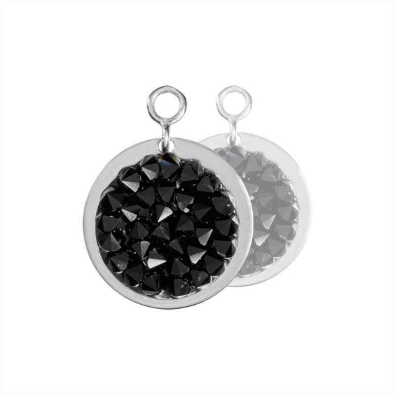 Nikki Lissoni Black Rock Crystal 2 Pieces Silver-Plated 14mm Earrings EAC2031S