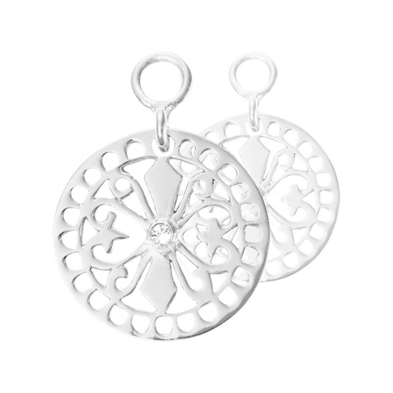 Nikki Lissoni Fancy Ornament Earring Coins Silver-Plated 15mm EAC2052SS