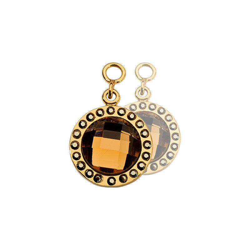 Nikki Lissoni Chic Earring Coins with Bronze Mirror Glass Swarovski Crystals Gold-Plated 14mm EAC2058GS