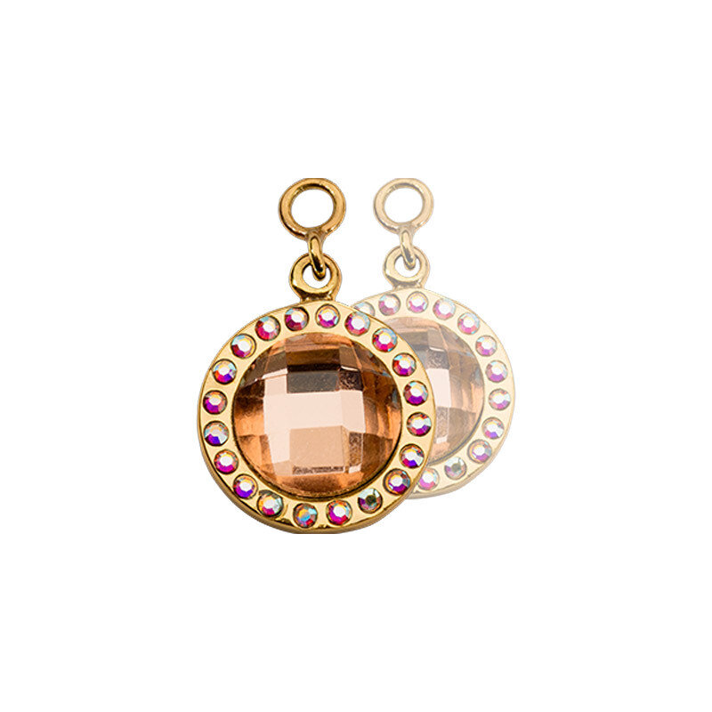 Nikki Lissoni Chic Earring Coins with Peach Mirror Glass Swarovski Crystals Gold-Plated 14mm EAC2059GS