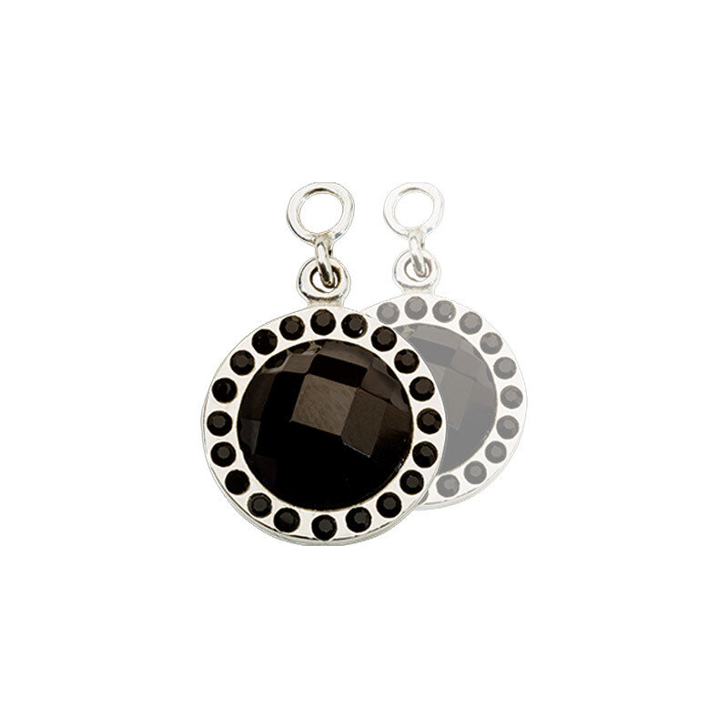 Nikki Lissoni Chic Earring Coins with Black Mirror Glass Swarovski Crystals Silver-Plated 14mm EAC2061SS
