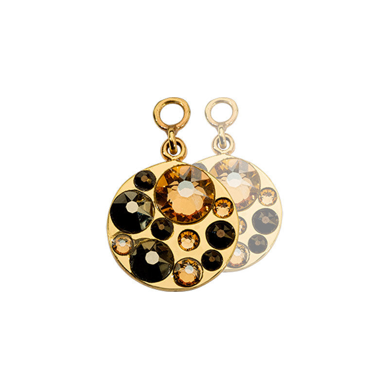 Nikki Lissoni Sparkling Earring Coins with Peach Black Swarovski Crystals Silver-Plated 14mm EAC206…